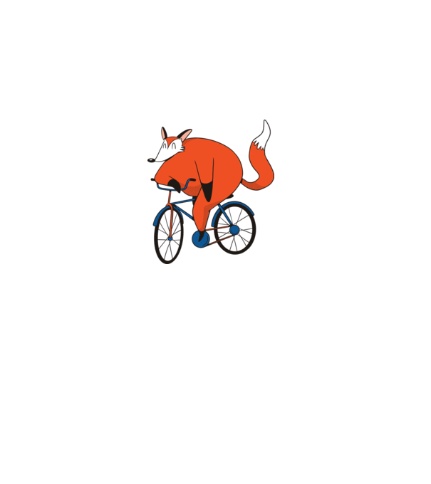 Vulpe cu bicicletă model gri pe tricou