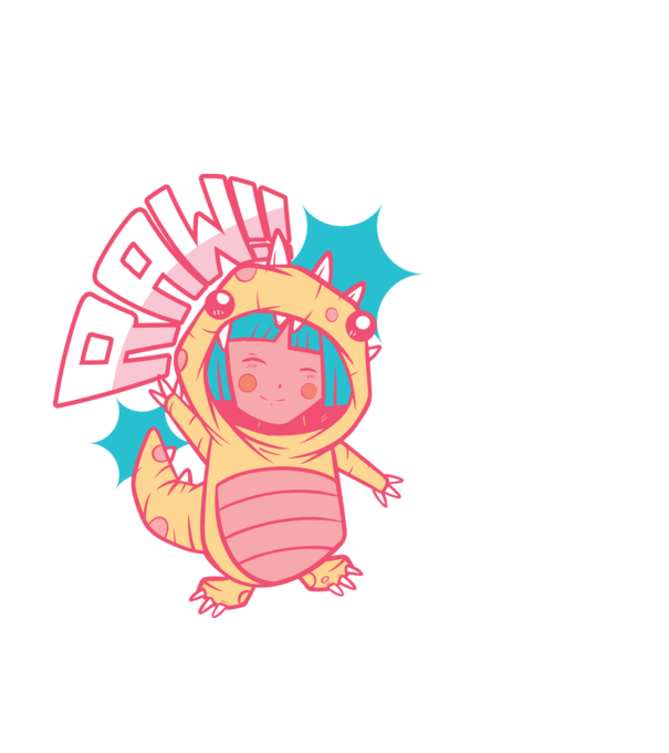 Anime dinozaur model alb pe tricou