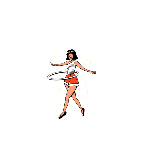 Cerc hula-hoop model albastru închis pe tricou