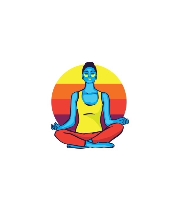 Yoga Meditație Retro model albastru închis pe tricou