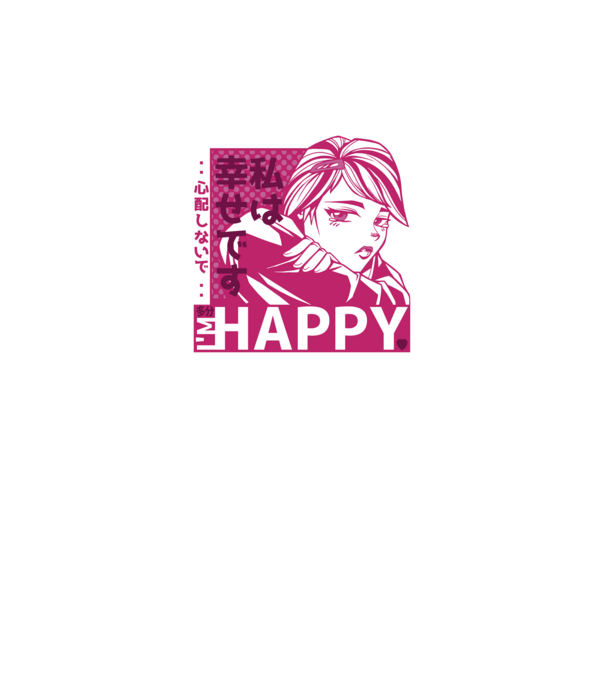 'I''m happy fată Anime antisocială' model albastru închis pe tricou
