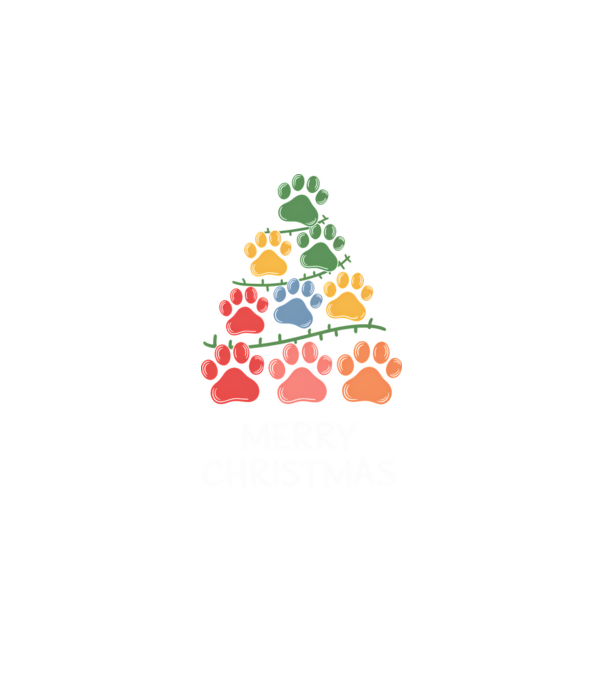 Merry Christmas Paws Negru model negru pe tricou