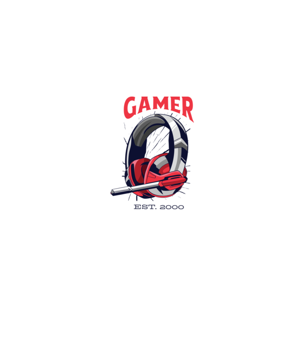 Gamer est. 2000 model alb pe tricou