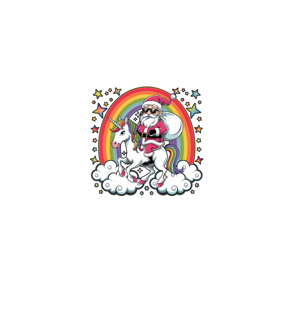 Moș Crăciun cool pe un unicorn model negru pe tricou