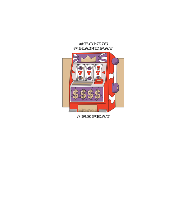 Slot machine model alb pe tricou