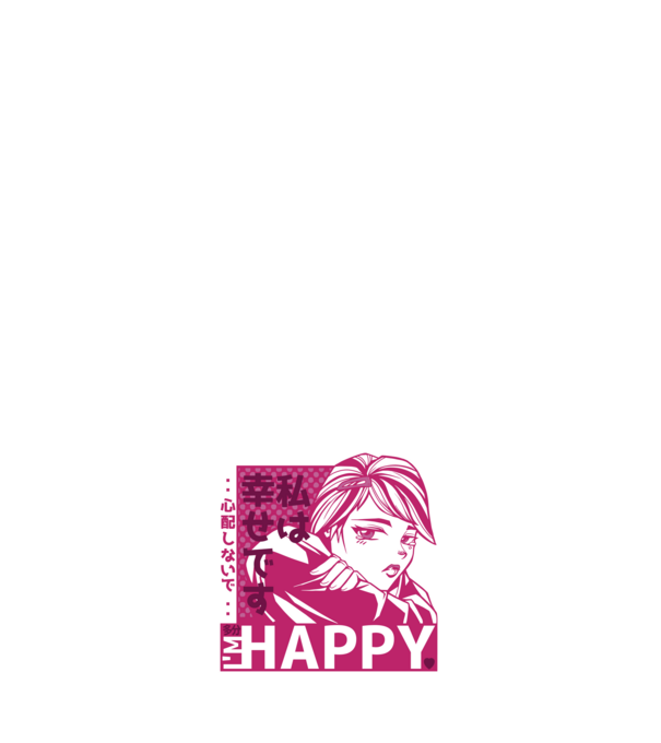 'I''m happy fată Anime antisocială' model negru pe tricou