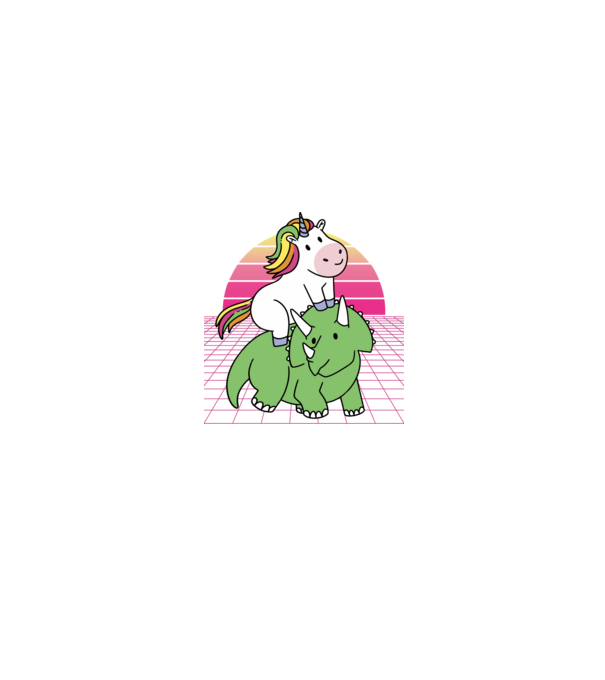 Unicorn pe dinozaur retro model negru pe tricou