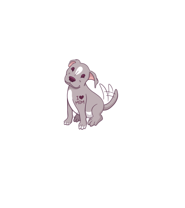 Pitbull - I Love Mom model alb pe tricou