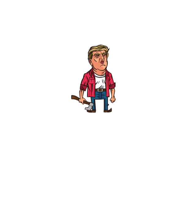 Trump tăietor de lemne model alb pe tricou