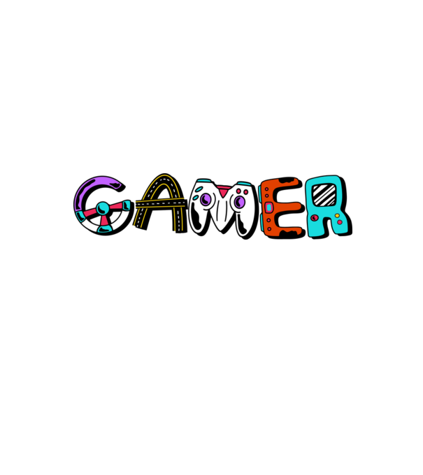 Inscripție Gamer model alb/roșu pe tricou
