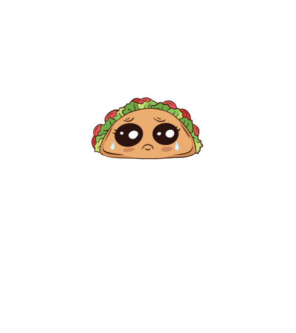 Taco trist model alb pe tricou