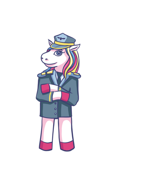 Unicorn Pilot model albastru închis pe tricou