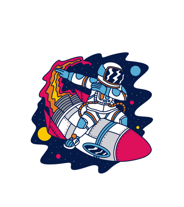 Astronaut DAB model alb pe tricou