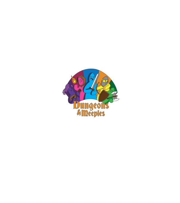 Dungeons Meeples model negru pe tricou