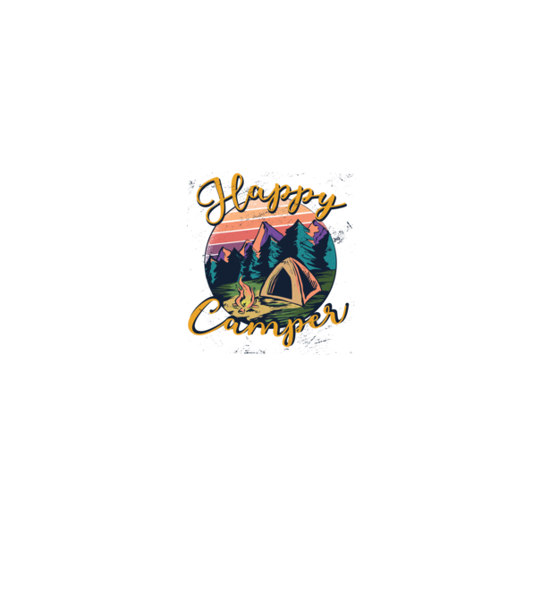 Happy Camper tricou camping model alb pe tricou