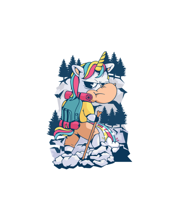 Unicorn excursionist pipi model alb pe tricou