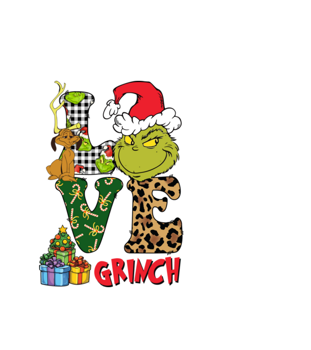 Love Grinch model alb pe tricou