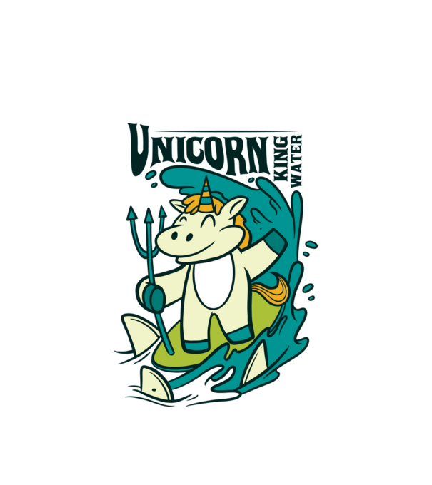 Unicorn regele apelor model alb pe tricou