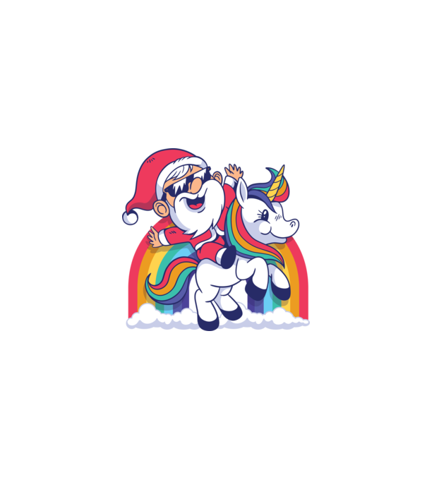 Moș Crăciun Drăguț Unicorn tricou model negru pe tricou