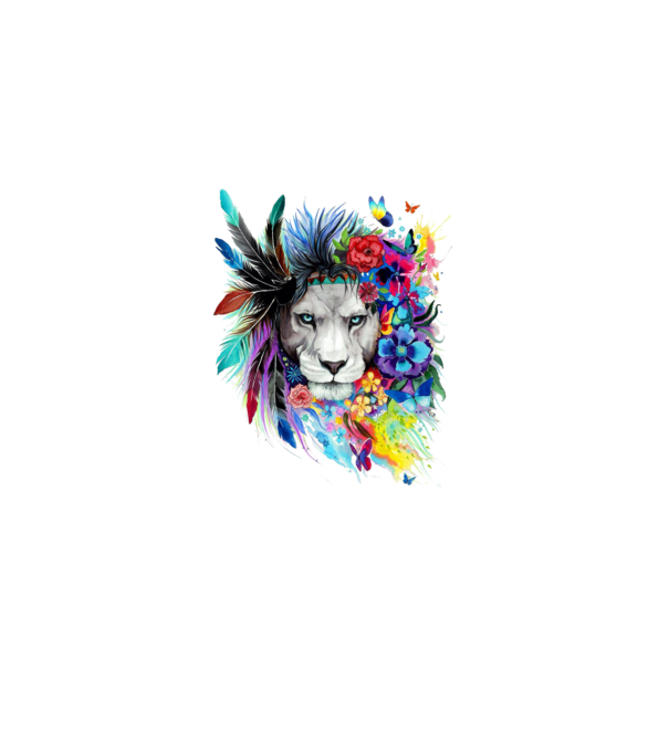 lion color jungle model alb pe tricou