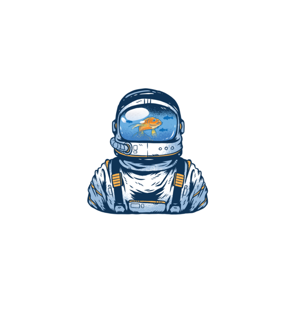 Peștișor auriu Astronaut model negru pe tricou