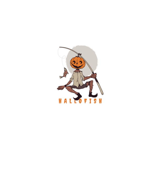 Hallofish - Pescar Halloween model albastru jeanși pe tricou