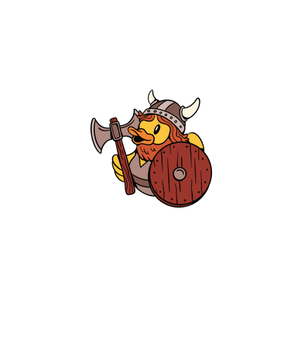 Rățușcă de cauciuc Viking model albastru deschis pe tricou