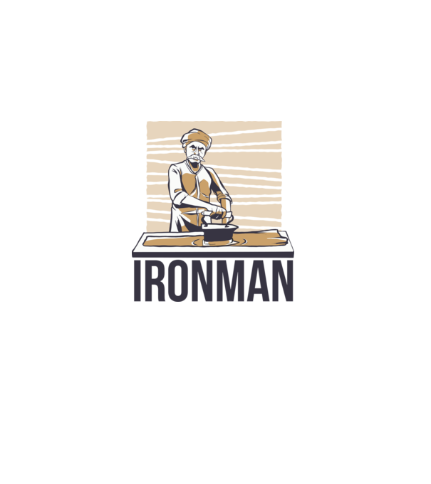 Ironman Om care calcă (montează metal) model alb pe tricou
