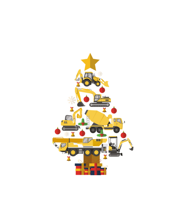 Construcția vehiculului pom de Crăciun model alb pe tricou