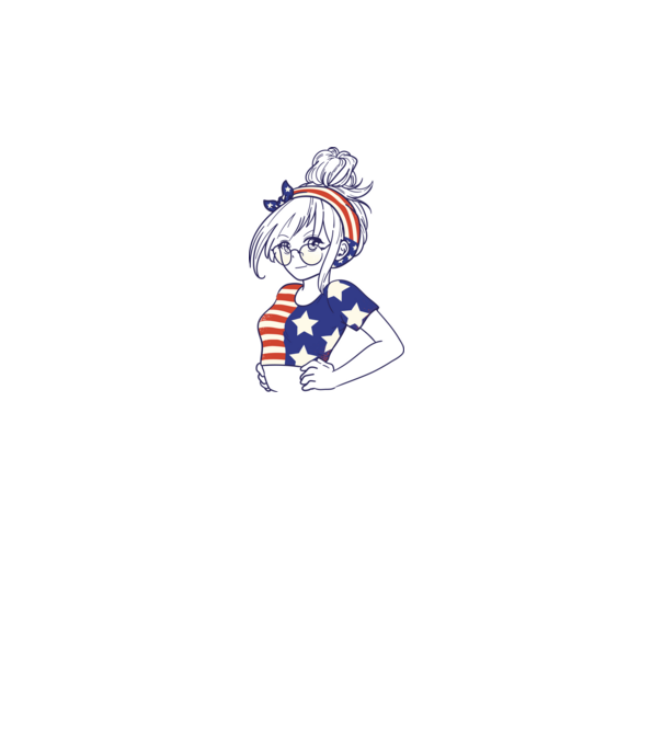 fată Americană Anime model alb pe tricou
