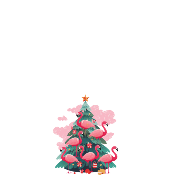 flamingo pom de Crăciun model alb pe tricou