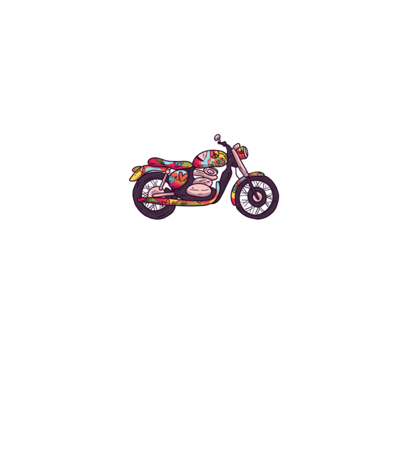Motociclist Hippi model negru pe tricou