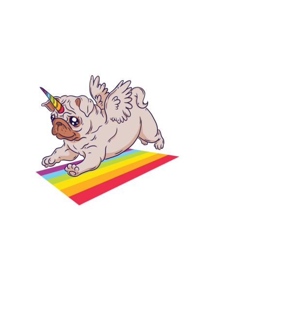 Pugicorn - mops unicorn model negru pe tricou