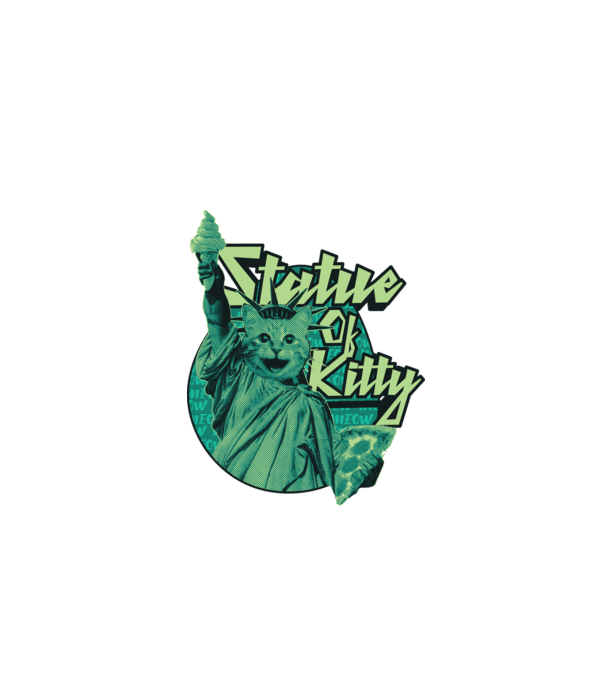 Statuia libertății pisică - Statue of Kitty model negru pe tricou