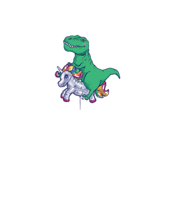 T-rex pe Unicorn balon model alb pe tricou