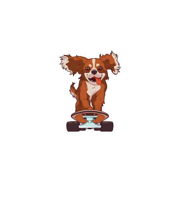Skateboarding Cavalier King Spaniel model verde pe tricou