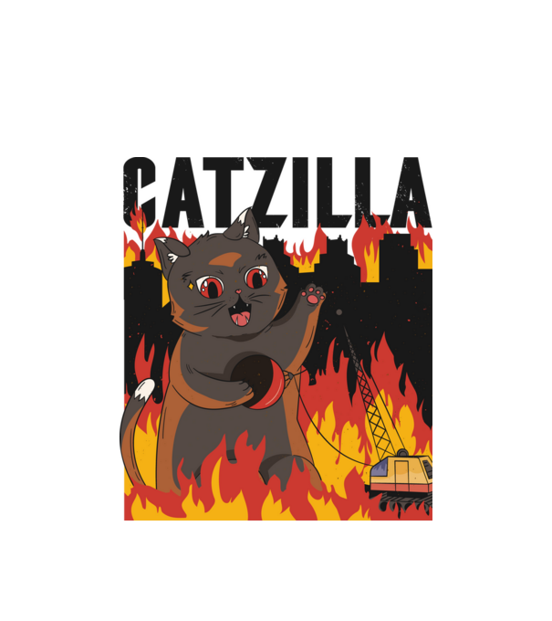 Anime Catzilla model alb pe tricou