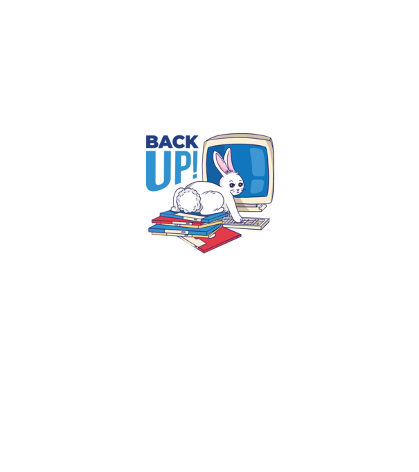 Back up bunny model alb pe tricou