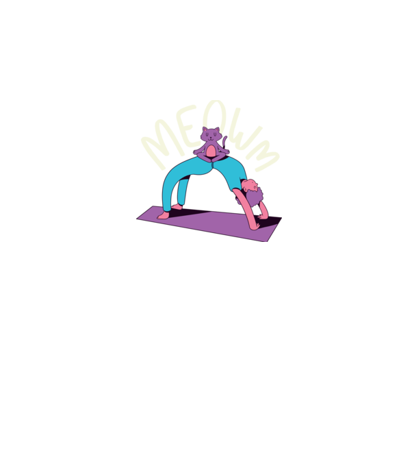 Meowm - Pisică Yoga model albastru închis pe tricou