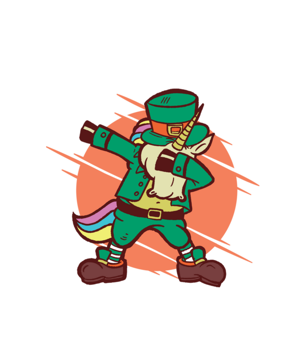 St Patrick Unicorn DAB model alb pe tricou