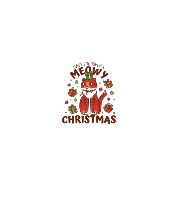 Have yourself a Meowy Christmas - Cicás Karácsony model alb/roșu pe tricou