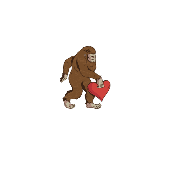 Bigfoot Yeti cu inimă model alb pe tricou