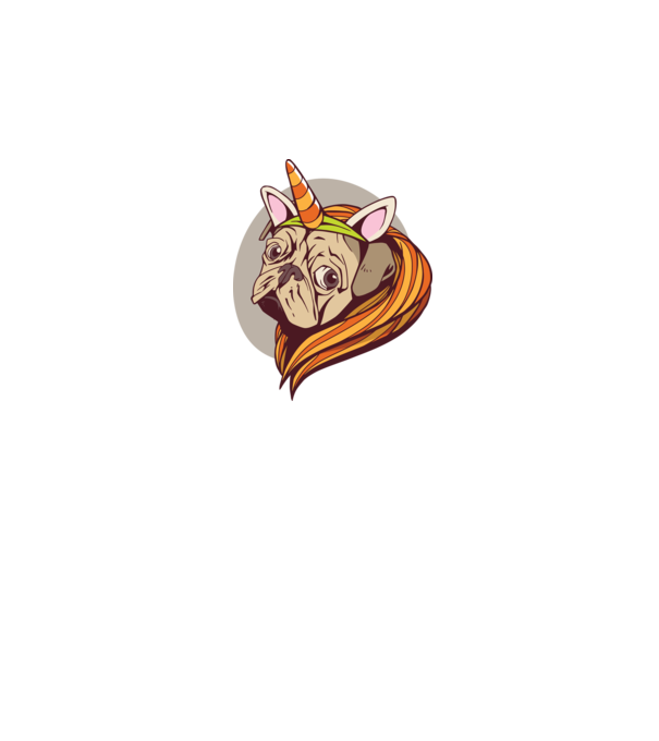 Halloween Mops în costum de Unicorn model alb pe tricou