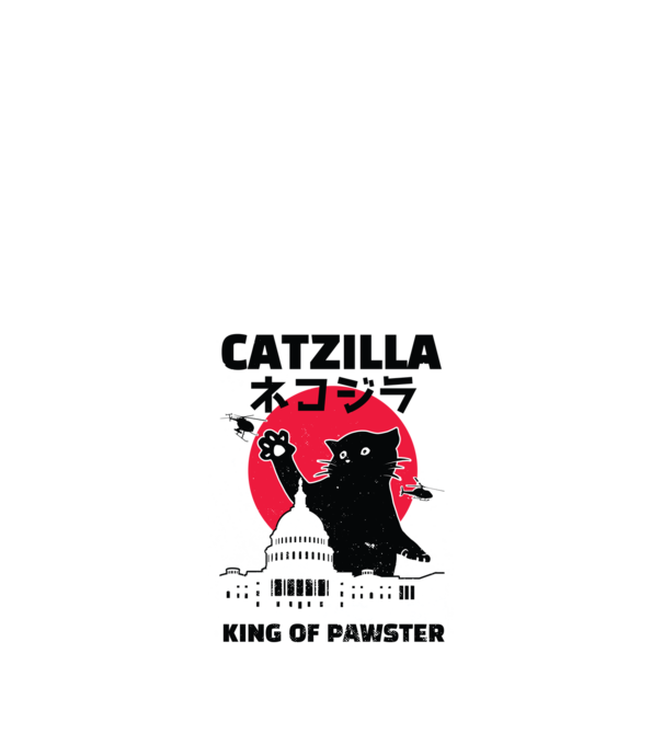 Catzilla - Pisică Godzilla model alb pe tricou