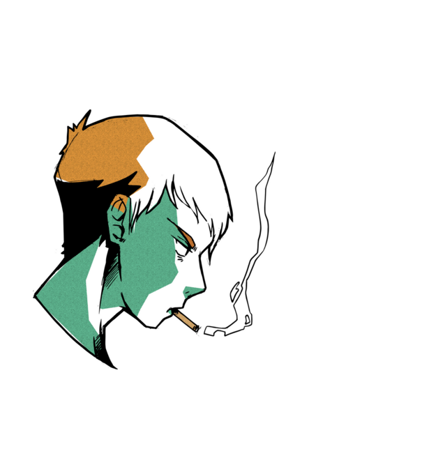 Anime băiat fumător model albastru închis pe tricou