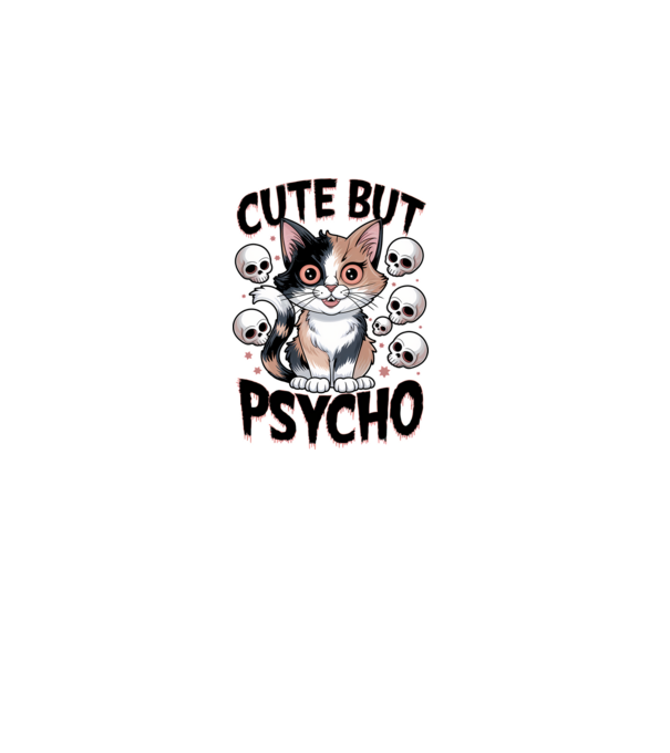 Cute, but Psycho pisică Alb model alb pe tricou