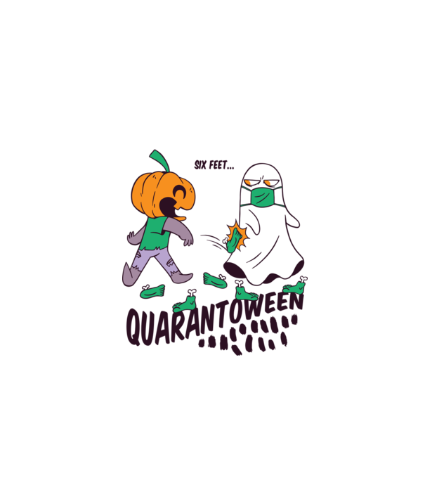 Quarantoween model alb pe tricou