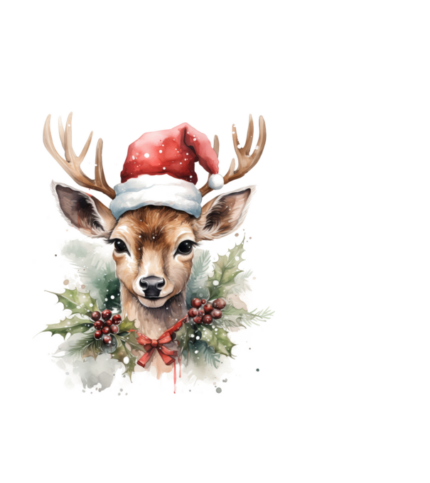 Festive Reindeer model alb pe tricou