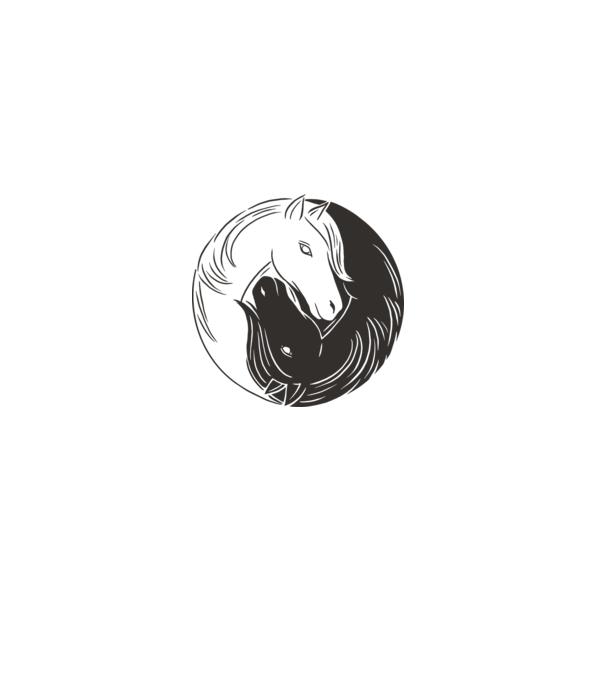 Călăreț Yin Yang model alb pe tricou