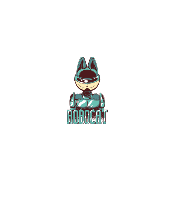 Robocat - Pisică Robot model alb pe tricou